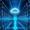 Cloud web hosting concept of a cloud in a server room