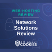 A blue background with locks and the text "Network Solutions Review"