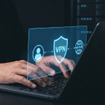 Cybersecurity VPN concept with user identity shield protection