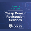 A blue background with locks and the text "Domain Review: Cheap Domain Registration Services"