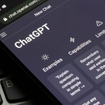 Closeup of ChatGPT webpage URL on smartphone 