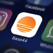 Closeup of Base44 app icon on smartphone screen