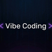 Vibe coding neon purple text on dark background with code matric rain