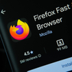 closeup of Firefox download screen on smartphone