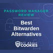 A blue background with locks and the text "Best Bitwarden Alternatives"