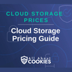 A blue background with locks and the text "Cloud Storage Pricing Guide"