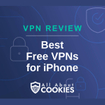 A blue background with locks and the text "Best Free VPNs for iPhone"