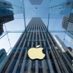 Apple logo at the Apple flagship store in New York.