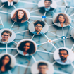 A diverse network of interconnected people portraits