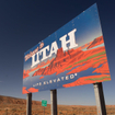 The welcome sign for Utah state.