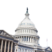 Congress Capitol Building of USA is isolated on white background in Washington DC.