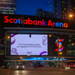 Scotiabank Arena in downtown Toronto illuminated at night