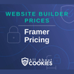 A blue background with locks and the text "Website Builder Prices: Framer Pricing"