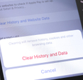 clear history and data prompt on cell phone