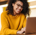 Woman working on a laptop