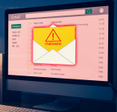 A computer open on an email screen that has been delivered some malware.
