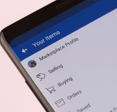A smartphone screen open on the Facebook Marketplace menu.