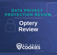 A blue background with images of locks and shields with the text &quot;Data Privacy Protection Review Optery Review&quot; and the All About Cookies logo. 