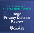 A blue background with images of locks and shields with the text &quot;Hogo Privacy Defense Review&quot; and the All About Cookies logo. 