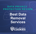 A blue background with images of locks and shields with the text &quot;Best Data Removal Services&quot; and the All About Cookies logo. 