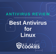 Blue background with text reading &quot;Antivirus Review Best Antivirus for Linux&quot; and the All About Cookies logo.