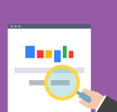 An illustrative concept of investigating Google Chrome search browser with a magnifying glass