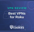 A blue background with images of locks and shields with the text &quot;VPN Review Best VPNs  for Roku&quot; and the All About Cookies logo. 
