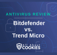 A blue background with images of locks and shields with the text &quot;Antivirus Review Bitdefender vs. Trend Micro&quot; and the All About Cookies logo. 