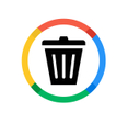 Concept of deleting Google with an illustration of a trash can surrounded by a circle of Google&#x27;s brand colors.