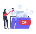An illustrative concept of compressing files using zip 