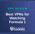 A blue background with images of locks and shields with the text &quot;VPN Review Best VPNs for Watching Formula 1&quot; and the All About Cookies logo. 