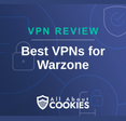 A blue background with images of locks and shields and the text &quot;Best VPNs for Warzone&quot;