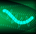 vector illustration of a neon computer worm against a green backdrop of ones and zeros