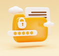 An illustrative concept of a locked password protected computer folder with files