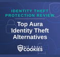 A blue background with images of locks and shields with the text “Identity theft protection review” and the All About Cookies logo.
