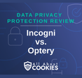 A blue background with images of locks and shields with the text “Incogni vs. Optery” and the All About Cookies logo.