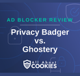 A blue background with images of locks and shields with the text “Privacy Badger vs. Ghostery” and the All About Cookies logo.
