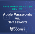 A blue background with images of locks and shields with the text “Apple Passwords vs. 1Password” and the All About Cookies logo.