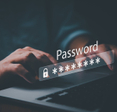 Person typing in password