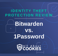 A blue background with images of locks and shields with the text “Bitwarden vs. 1Password” and the All About Cookies logo.