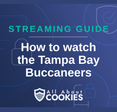 A blue background with images of locks and shields with the text “Tampa Bay Buccaneers” and the All About Cookies logo.