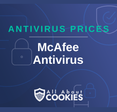 A blue background with images of locks and shields and the text &quot;Antivirus Prices: McAfee Antivirus&quot;