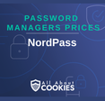 A blue background with images of locks and shields and the text &quot;Password Managers Prices: NordPass&quot;