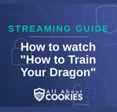 A blue background with images of locks and shields and the text &quot;Streaming Guide: How to watch &#x27;How to Train Your Dragon&#x27;&quot;