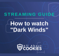 A blue background with images of locks and shields and the text &quot;Streaming Guide: How to watch &#x27;Dark Winds&#x27;&quot;