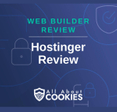 A blue background with images of locks and shields and the text &quot;Web Builder Review: Hostinger Review&quot;