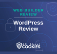 A blue background with images of locks and shields and the text &quot;WordPress Review&quot;