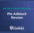 A blue background with images of locks and shields and the text &quot;Pie Adblock review&quot;