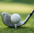 A closeup of a golf club and ball on the green as PGA Championship concept