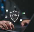 virtual private network concept person using a laptop with VPN connected
